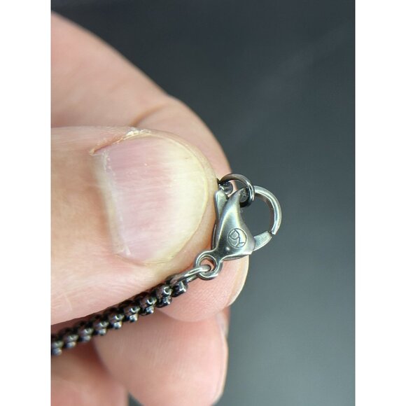 David Yurman Sterling Silver Black Diamonds Tag 31mm Chain 25” - Picture 7 of 16